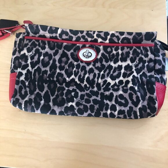 Coach Leopard Print Clutch with Red Accents - Picture 1 of 10